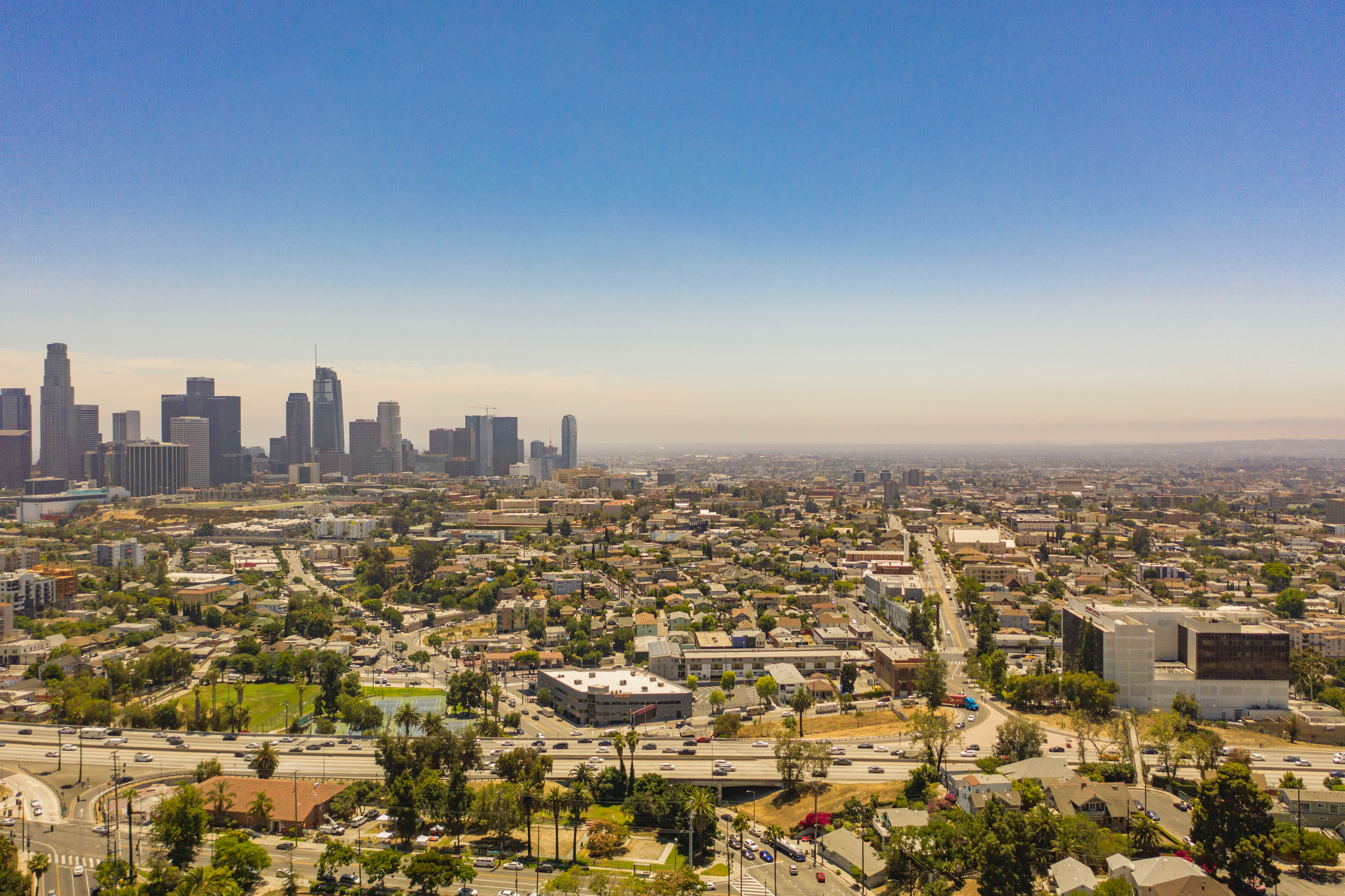A city skyline of Los Angeles, California